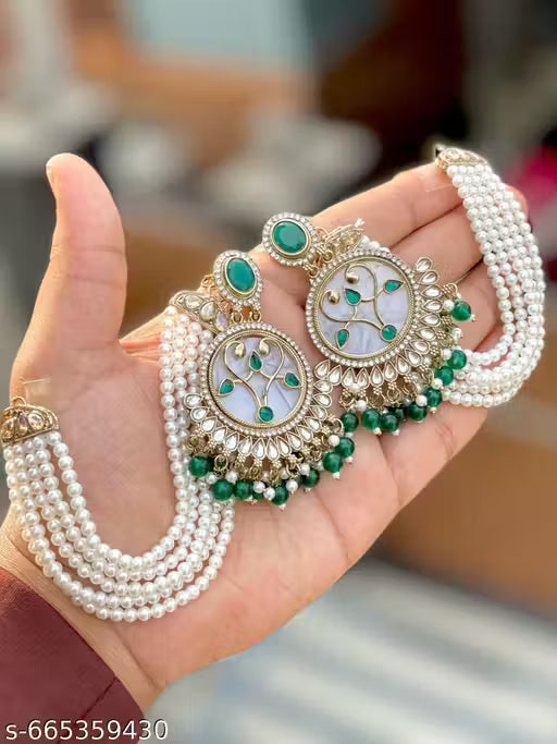 pearl bloom kundan earrings